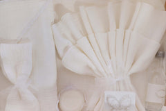 Set din muselina pentru botez, culoare ivoire, REC3270