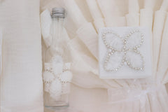 Set din muselina pentru botez, culoare ivoire, REC3270