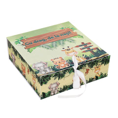 Trusou pentru botez baiat, 8 piese, model cu animalute safari, verde, REC3271