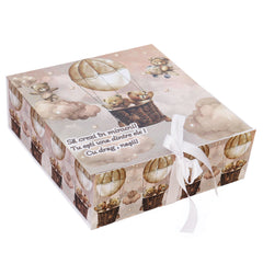 Trusou cu ursulet pentru botez, 8 piese, ivoire, REC3275