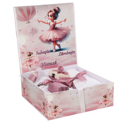 Trusou cu balerina pentru botez, 8 piese, roz pudrat, REC3274