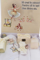 Trusou cu balerina pentru botez, 8 piese, ivoire, REC3272