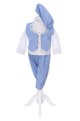 Costum print bleu pentru botez baieti, 4 piese, REC3302