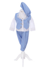 Costum print bleu pentru botez baieti, 4 piese, REC3302