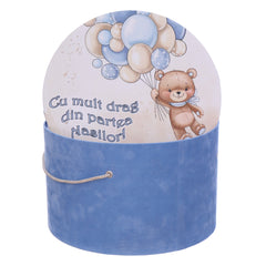 Cutie transport trusou ursulet cu baloane, albastru, REC3316