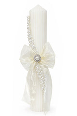 Lumanare cu perle pentru botez fetita, 35x6 cm, REC5001/51