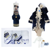 Trusou botez baieti, complet echipat, model Printisor Vladimir, Bleumarin, REC3121