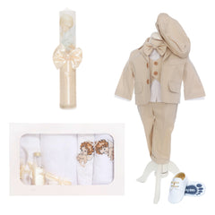 Trusou botez baieti, complet echipat, model ingeras Andrew, Crem, REC3123