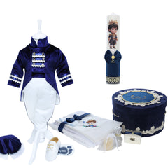 Set trusou botez baiat, culoare bleumarin, model print Casian, REC3162