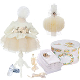 Set botez fete, culoare ivoire, model ingeras Mayra, trusou, rochita si lumanare, REC3170