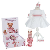 Trusou personalizat cu Ursulet, culoare roz pudrat, trusou, rochie, lumanare si accesorii, REC3206