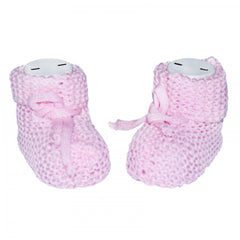 Botosei tricotati pentru bebelusi, roz, REC1629