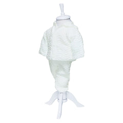 Compleu ivoire tricotat, 3 piese, bluza, pantaloni, caciulita, pentru bebelusi REC1209