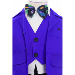 Costum albastru electric elegant pentru bebelusi, sacou din bumbac, 5 piese, Recostore, REC2111