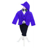 Costum albastru electric elegant pentru bebelusi, sacou din bumbac, 5 piese, Recostore, REC2111