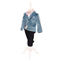 Costum bleu pentru botez, sacou din catifea, 5 piese, Recostore, REC2101