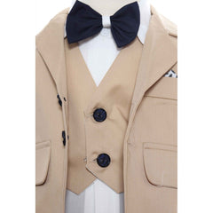 Costum crem elegant pentru bebelusi, sacou din bumbac, 5 piese, Recostore, REC2105