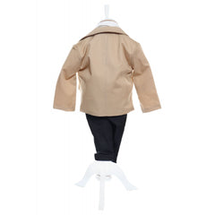 Costum crem elegant pentru bebelusi, sacou din bumbac, 5 piese, Recostore, REC2105