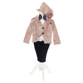 Costum crem pentru botez, sacou din catifea, 5 piese, Recostore, REC2100