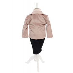 Costum crem pentru botez, sacou din catifea, 5 piese, Recostore, REC2100
