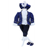 Costum de print pentru botez, bleumarin, 5 piese, sacou, pantaloni, camasa, botosei si bascuta, Recostore, REC1661