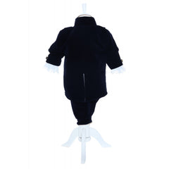 Costum din catifea Micul Print, bleumarin, pentru botez, 4 piese, camasa, sacou, pantaloni, palarie, pentru baieti, REC2275