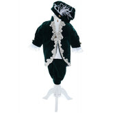 Costum din catifea Micul Print, verde inchis, pentru botez, 4 piese, camasa, sacou, pantaloni, palarie, pentru baieti, REC2277