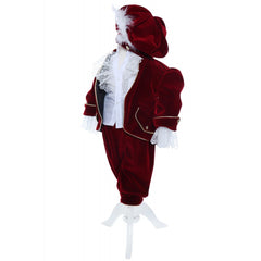 Costum din catifea visiniu, Micul Print, pentru botez, 5 piese, camasa, sacou, pantaloni, palarie si botosei pentru baieti, REC2280