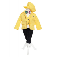 Costum galben elegant pentru bebelusi, sacou din bumbac, 5 piese, Recostore, REC2109
