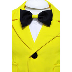 Costum galben pentru botez, 5 piese, camasa, papion, pantaloni, sacou, bascuta pentru baieti, REC43