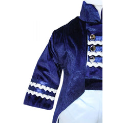 Costum Micul Print, bleumarin-alb, pentru botez, 4 piese, camasa, sacou, pantaloni, palarie, pentru baieti, REC1152