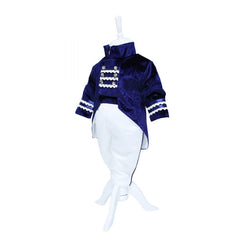 Costum Micul Print, bleumarin-alb, pentru botez, 4 piese, camasa, sacou, pantaloni, palarie, pentru baieti, REC1152