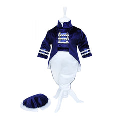 Costum Micul Print, bleumarin-alb, pentru botez, 4 piese, camasa, sacou, pantaloni, palarie, pentru baieti, REC1152