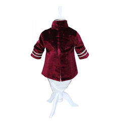 Costum Micul Print, visiniu-alb, pentru botez, 4 piese, camasa, sacou, pantaloni, palarie, pentru baieti, REC1153