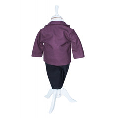 Costum pentru botez, grena-negru, 5 piese, sacou, pantaloni, camasa, papion si bascuta, Recostore, REC1659