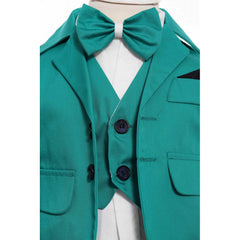 Costum verde menta elegant pentru bebelusi, sacou din bumbac, 5 piese, Recostore, REC2110