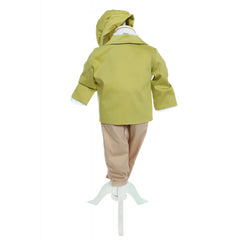 Costum verde olive din bumbac pentru botez, 5 piese, camasa, sacou, pantaloni, palarie si papion pentru baieti, REC2282