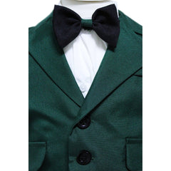 Costum verde pentru botez, 5 piese, camasa, papion, pantaloni, sacou, bascuta pentru baieti, REC46