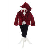 Costum visiniu pentru botez, sacou din catifea, 5 piese, Recostore, REC2097