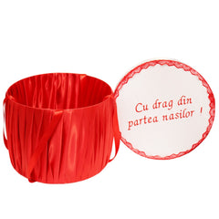 Cutie transport trusou alb-rosu, 30x25 cm, REC1251