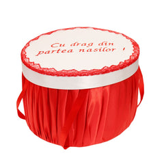 Cutie transport trusou alb-rosu, 30x25 cm, REC1251