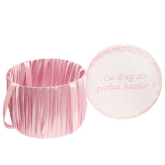 Cutie transport trusou alb-roz, 30x25 cm, REC1254