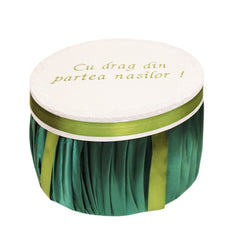 Cutie transport trusou alb-verde, 30x25 cm, REC1250