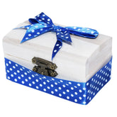 Cutiuta cufar din lemn cu panglica albastra pentru prima suvita a bebelusului, 10x5x5 cm, REC316
