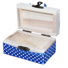 Cutiuta cufar din lemn cu panglica albastra pentru prima suvita a bebelusului, 10x5x5 cm, REC316