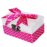 Cutiuta cufar din lemn cu panglica ciclam pentru prima suvita a bebelusului, 10x5x5 cm, REC315