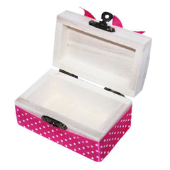 Cutiuta cufar din lemn cu panglica ciclam pentru prima suvita a bebelusului, 10x5x5 cm, REC315