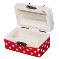 Cutiuta cufar din lemn cu panglica rosie pentru prima suvita a bebelusului 10x5x5 cm, REC314