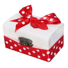 Cutiuta cufar din lemn cu panglica rosie pentru prima suvita a bebelusului 10x5x5 cm, REC314