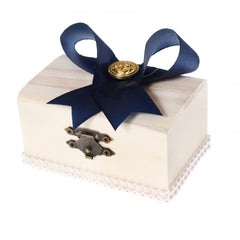 Cutiuta cufar pentru prima suvita, handmade, bleumarin,10x5x5 cm, Recostore, REC1807